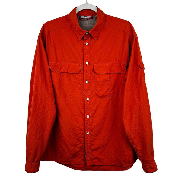 REI Men's Shirt Button Down UPF Hiking Fishing Rust Size Medium Gorpcore Outdoor - Picture 1 of 16